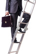 Businessman climbing the ladder isolated on white