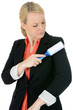 Junge Frau mit Fusselrolle