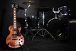 Set of musical instruments during concert