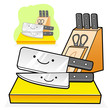 Various styles of knife and Sheath Sets. Kitchen utensils Vector