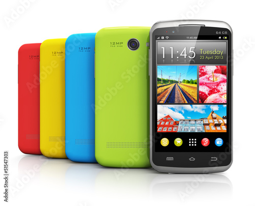 Illustration: Modern color smartphones Modern color smartphones