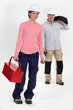 Male and female electricians