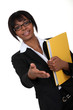 Woman shaking hands