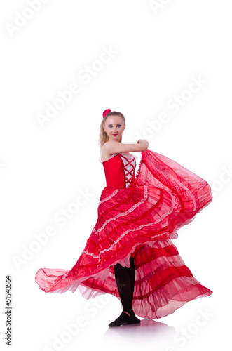 Photo: Woman dancer dancing dances on white Woman dancer dancing dances on white