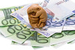 Photo: Netsuke rat and euro Netsuke rat and euro