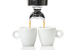 machine group head  and two cup of coffee