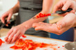 Preparing the vegetables in kitchen