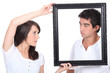 Boy and girl with black frame