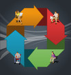 Vector: Template with business people over arrows Template with business people over arrows