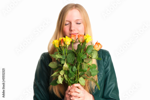 Photo: Verliebtes Mädchen mit Rosen Verliebtes Mädchen mit Rosen