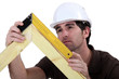 Carpenter making a frame