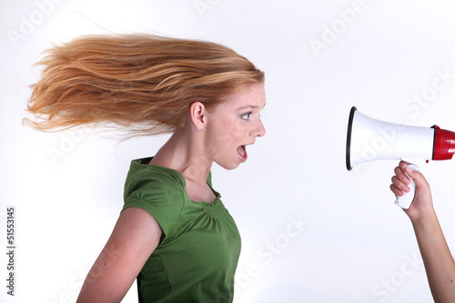 Photo: Bullhorn blown at woman Bullhorn blown at woman
