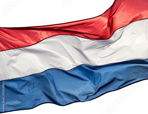 Photo: Holland flag against on white backgrond Holland flag against on white backgrond