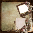Vintage background with frame, roses and letters
