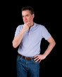 Thoughtful Man Considering Something Hand on Hip