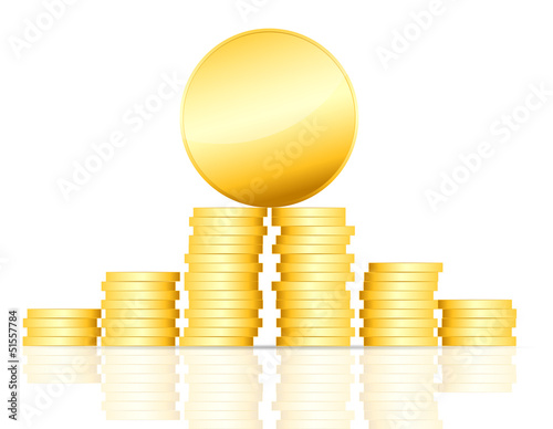 Vector: gold coin vector illustration on white gold coin vector illustration on white