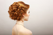 Styling. Frizzy Red Hair Woman. Haircare Spa Salon Concept