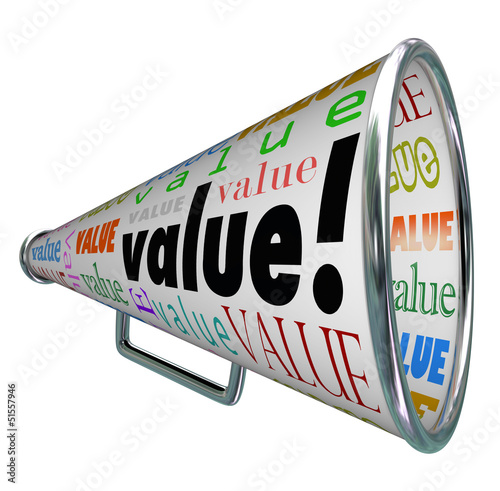 Illustration: Value Megaphone Bullhorn Advertise Quality Valuable Value Megaphone Bullhorn Advertise Quality Valuable