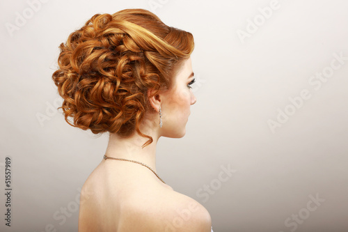 Photo: Styling. Frizzy Red Hair Woman. Haircare Spa Salon Concept Styling. Frizzy Red Hair Woman. Haircare Spa Salon Concept