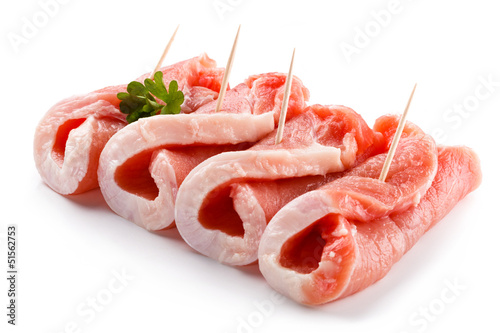 Photo: Fresh raw pork on white background Fresh raw pork on white background