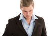 Portrait of a young business man looking away and thinking