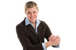 Closeup portrait of a smart young business man smiling isolated