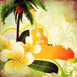Grunge tropical background with guitar