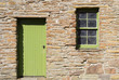 Old sash & case window and wooden door