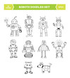 Simple robots doodles set