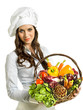 Woman with a basket full of vegetables