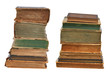 Two piles of old books