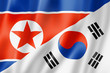 Illustration: North Korea and South Korea flag North Korea and South Korea flag