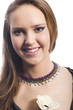 Photo: smiling young woman with flower smiling young woman with flower