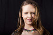 Photo: young woman with close eyears young woman with close eyears