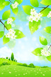 Vector: Landscape with Tree Branch Landscape with Tree Branch