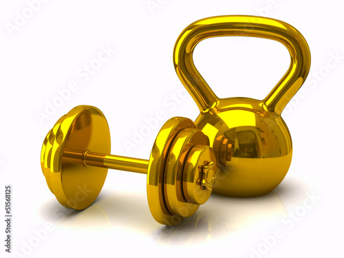 Illustration: Gold dumbbells Gold dumbbells
