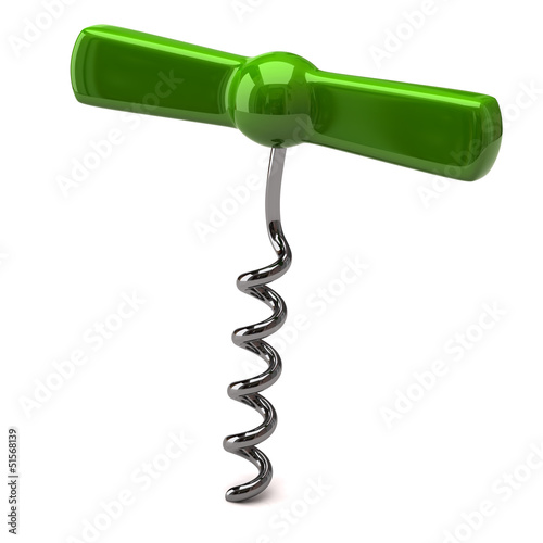 Illustration: Green corkscrew isolated on white background Green corkscrew isolated on white background