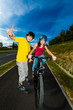 Active young people - rollerblading, cycling