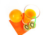 Photo: Glass of orange juice and orange and kiw Glass of orange juice and orange and kiw