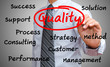 business man writing quality concept