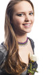 Photo: smiling young woman with flower smiling young woman with flower