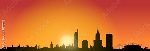 Illustration: Skyline Warschau Sunrise Skyline Warschau Sunrise