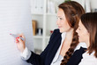 zwei frauen arbeiten am flipchart