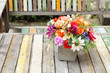 Photo: colorful flowers pots decoration colorful flowers pots decoration