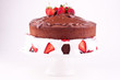 chocolate cake with cream and strawberry