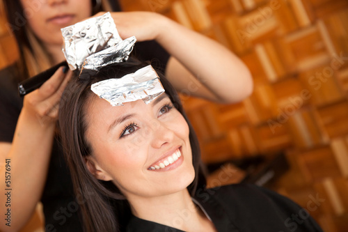 Photo: Woman dying her hair Woman dying her hair