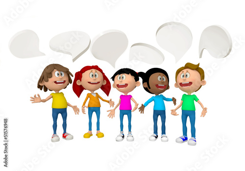 Illustration: 3D people talking 3D people talking