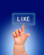 Hand pressing like button.