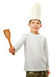 A little cook in uniform isolated on white background