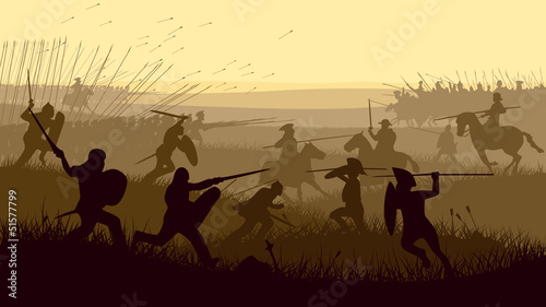 Vector: Abstract illustration of medieval battle. Abstract illustration of medieval battle.